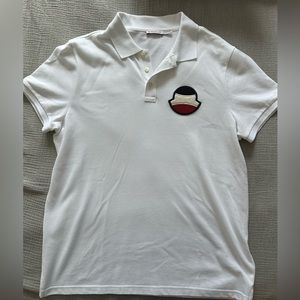 Moncler white polo shirt, size L
